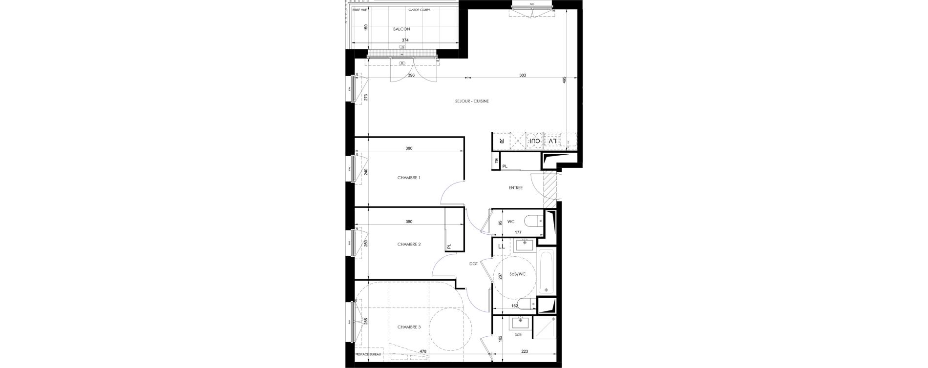 Appartement T4 de 80,55 m2 &agrave; Dammarie-Les-Lys Fontaine - butte guidon