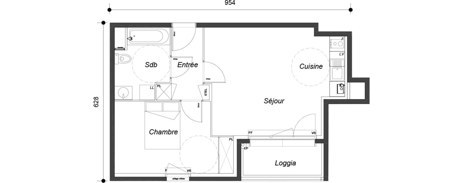 Appartement T2 de 43,10 m2 &agrave; Dammarie-Les-Lys Le petit dammarie
