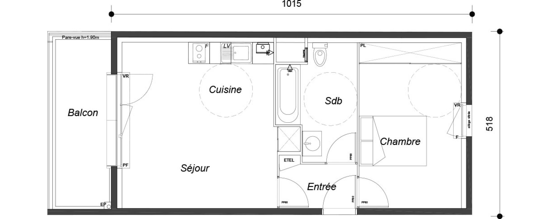 Appartement T2 de 43,20 m2 &agrave; Dammarie-Les-Lys Le petit dammarie