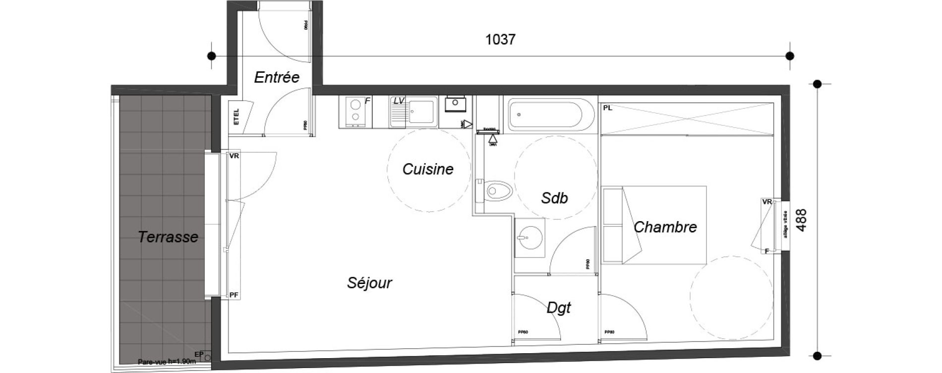 Appartement T2 de 44,35 m2 &agrave; Dammarie-Les-Lys Le petit dammarie
