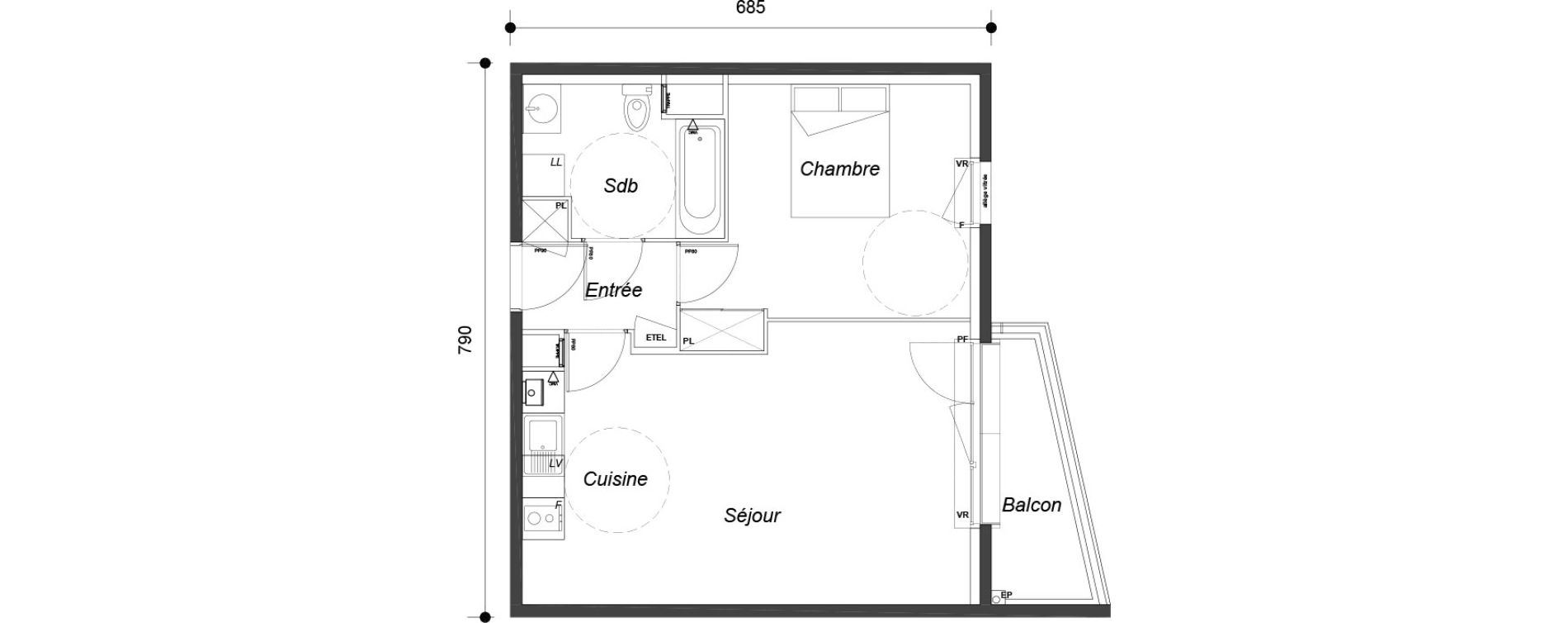 Appartement T2 de 45,70 m2 &agrave; Dammarie-Les-Lys Le petit dammarie