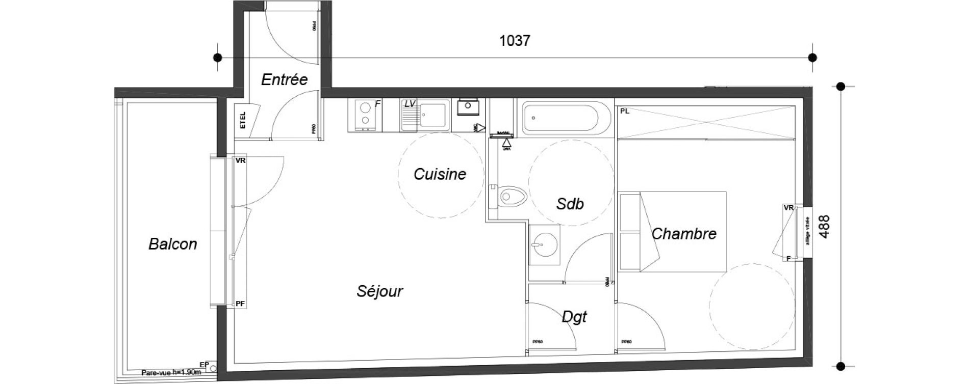 Appartement T2 de 44,35 m2 &agrave; Dammarie-Les-Lys Le petit dammarie