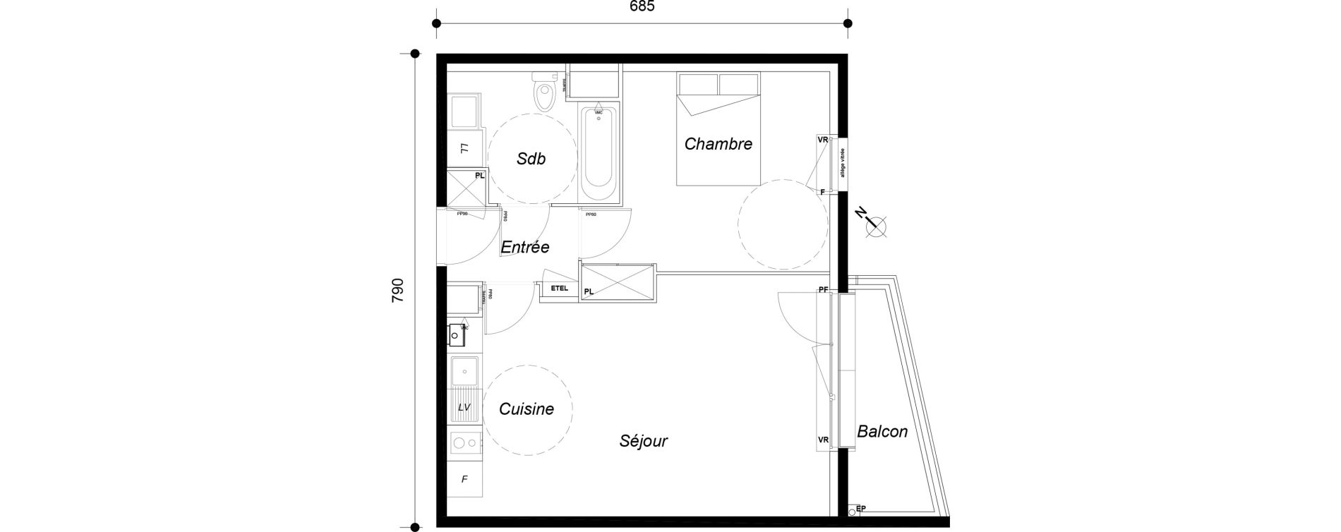 Appartement T2 de 45,70 m2 &agrave; Dammarie-Les-Lys Le petit dammarie