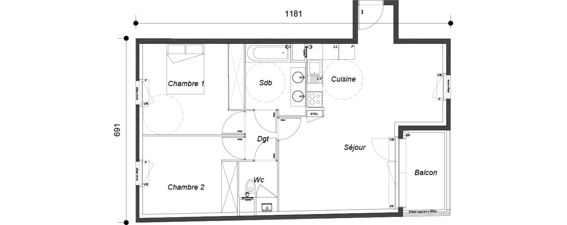 Appartement T3 de 64,75 m2 &agrave; Dammarie-Les-Lys Le petit dammarie