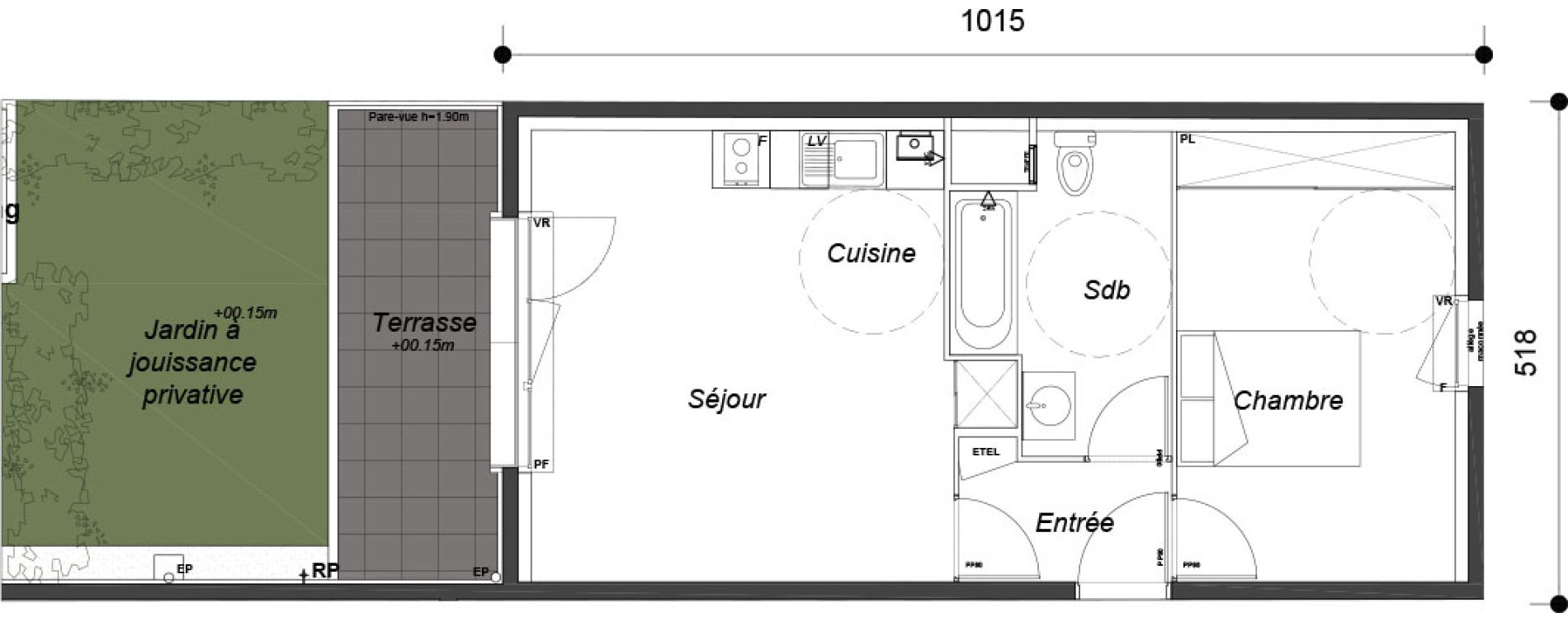 Appartement T2 de 43,20 m2 &agrave; Dammarie-Les-Lys Le petit dammarie