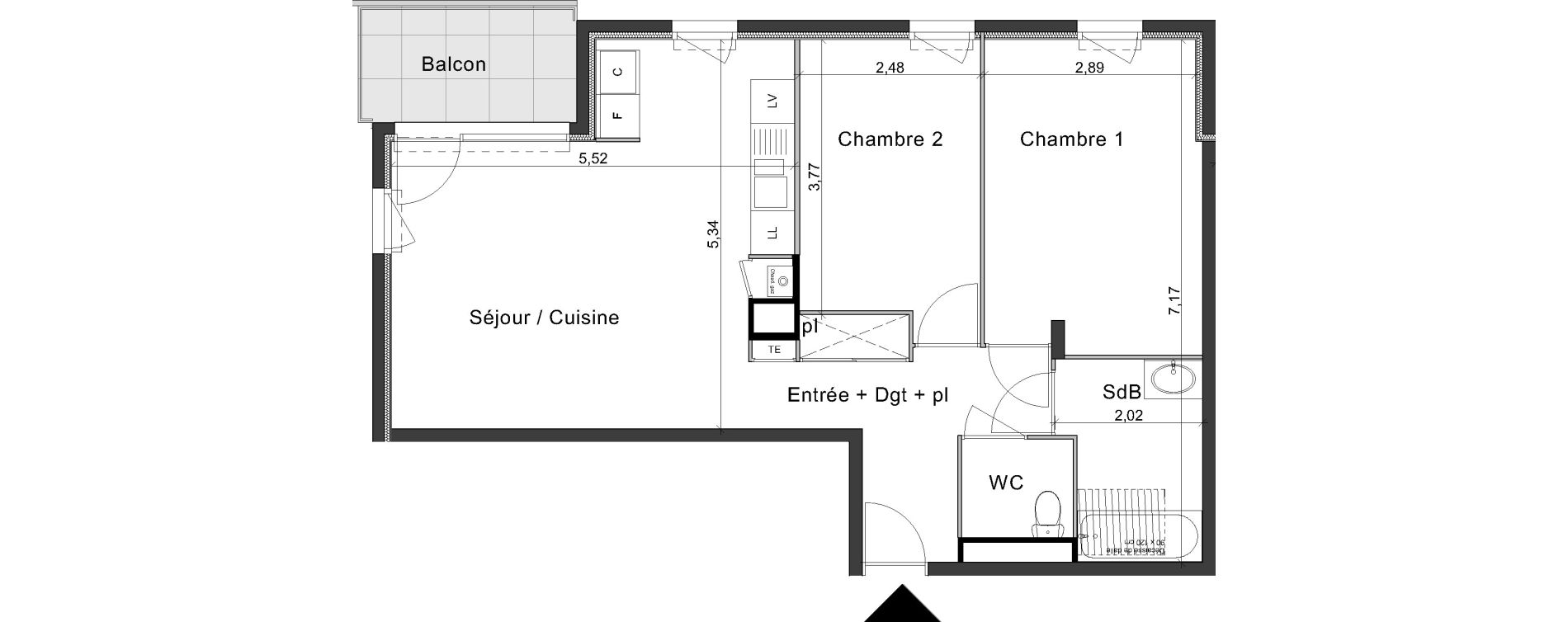Appartement T3 de 61,45 m2 &agrave; Dammartin-En-Go&euml;le Centre