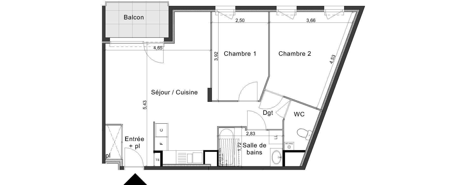 Appartement T3 de 59,90 m2 &agrave; Dammartin-En-Go&euml;le Centre