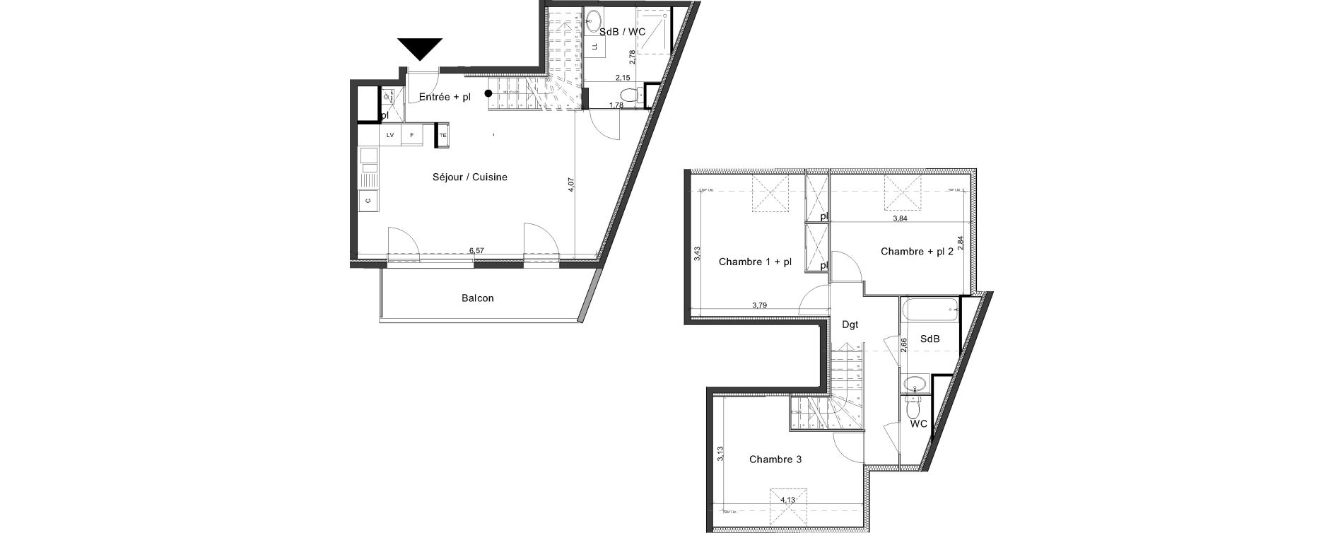 Duplex T4 de 83,59 m2 &agrave; Dammartin-En-Go&euml;le Centre