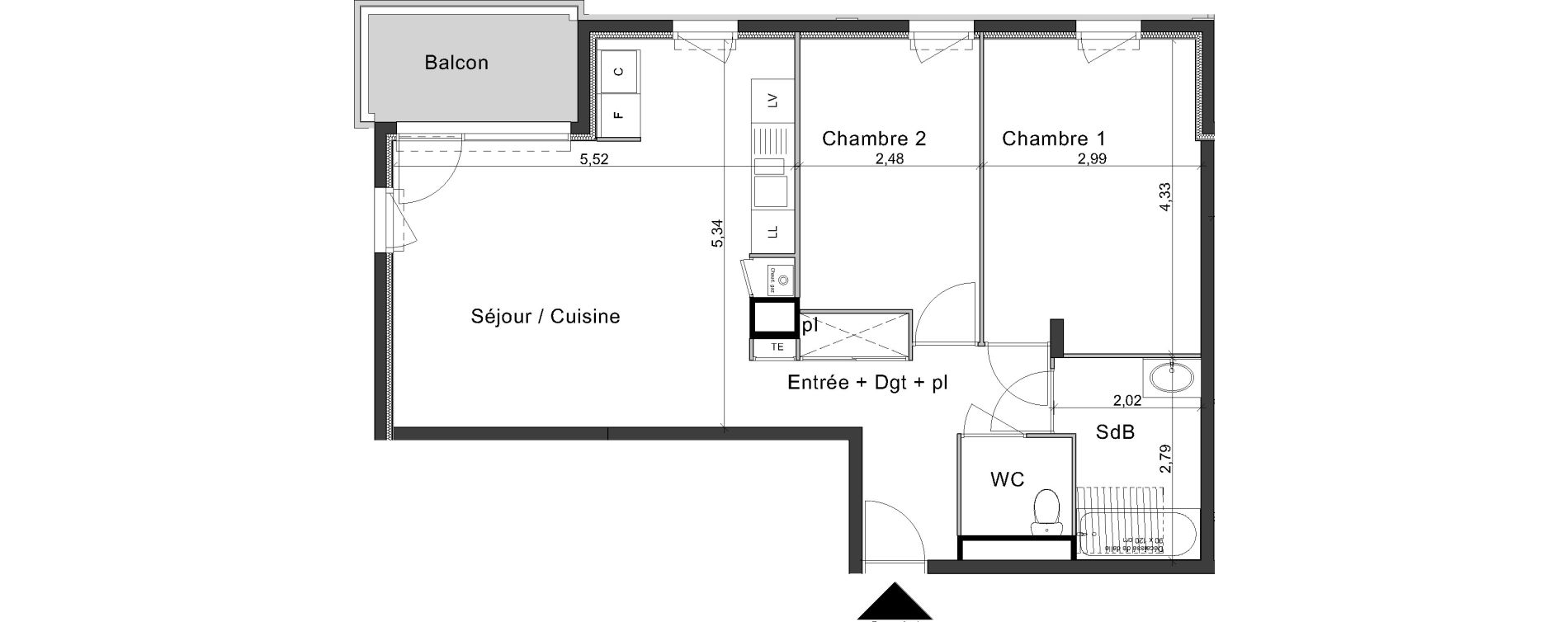 Appartement T3 de 61,45 m2 &agrave; Dammartin-En-Go&euml;le Centre