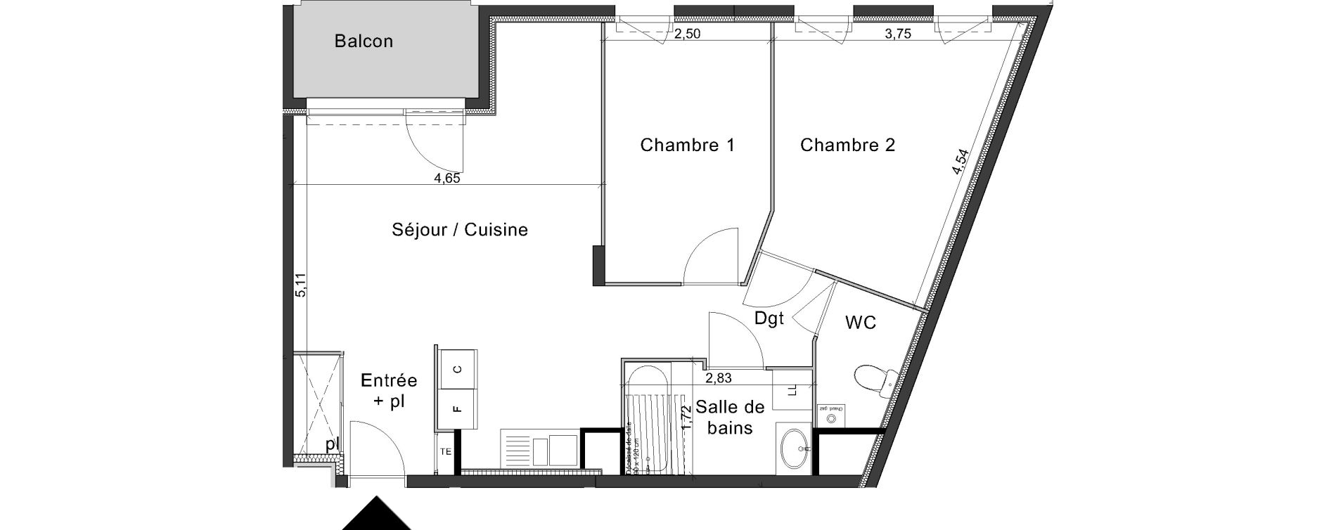 Appartement T3 de 59,90 m2 &agrave; Dammartin-En-Go&euml;le Centre