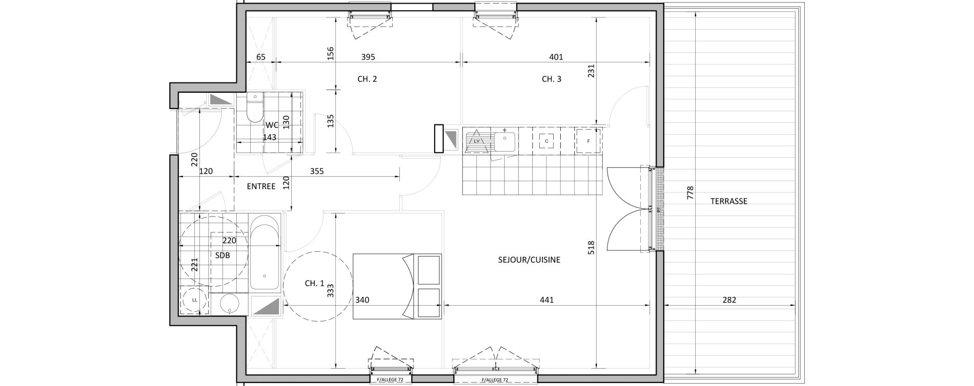 Appartement T3 de 69,79 m2 &agrave; &Eacute;merainville Centre