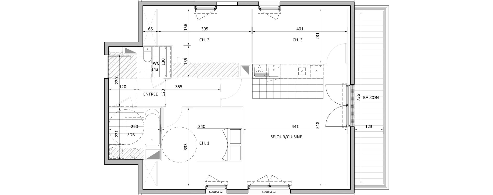 Appartement T3 de 69,79 m2 &agrave; &Eacute;merainville Centre