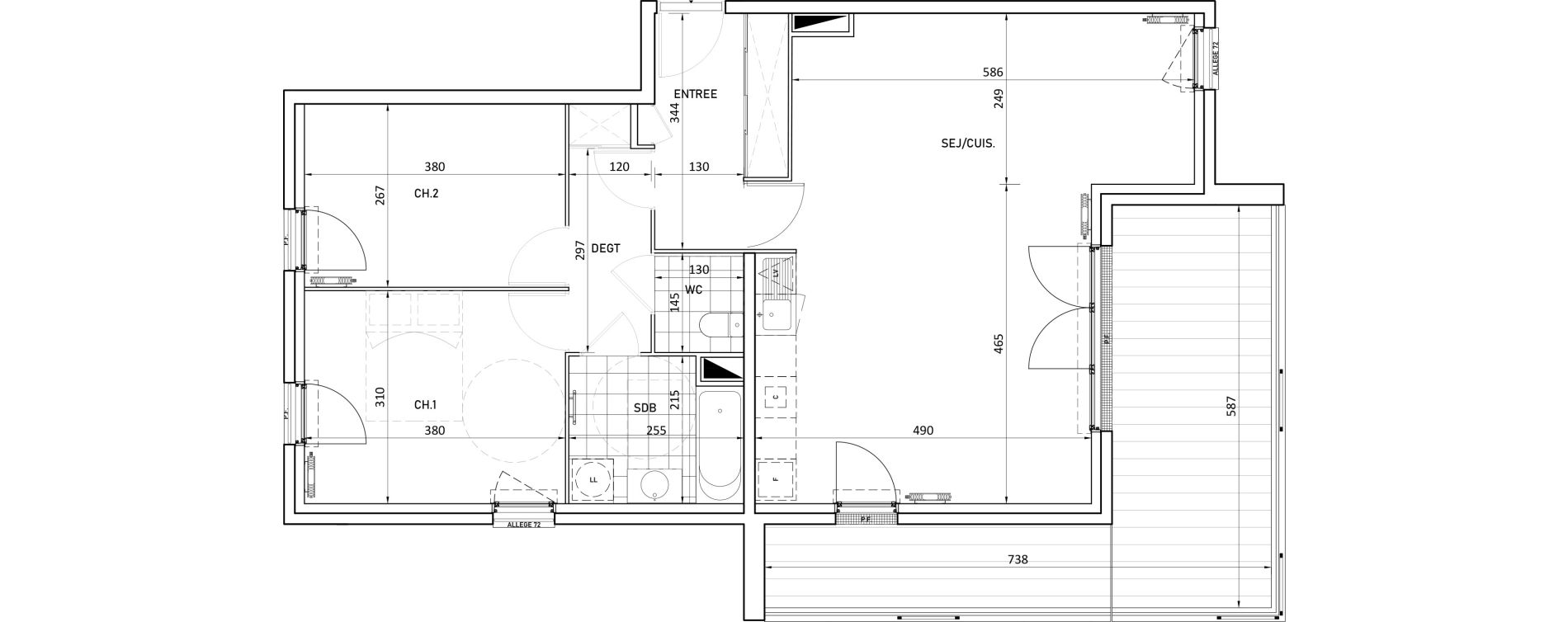 Appartement T3 de 76,35 m2 &agrave; &Eacute;merainville Centre