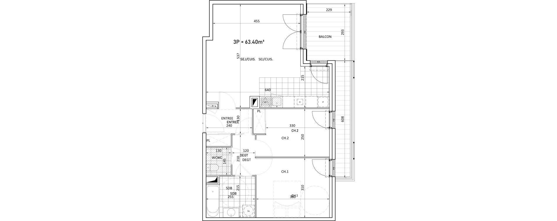 Appartement T3 de 63,41 m2 &agrave; &Eacute;merainville Centre