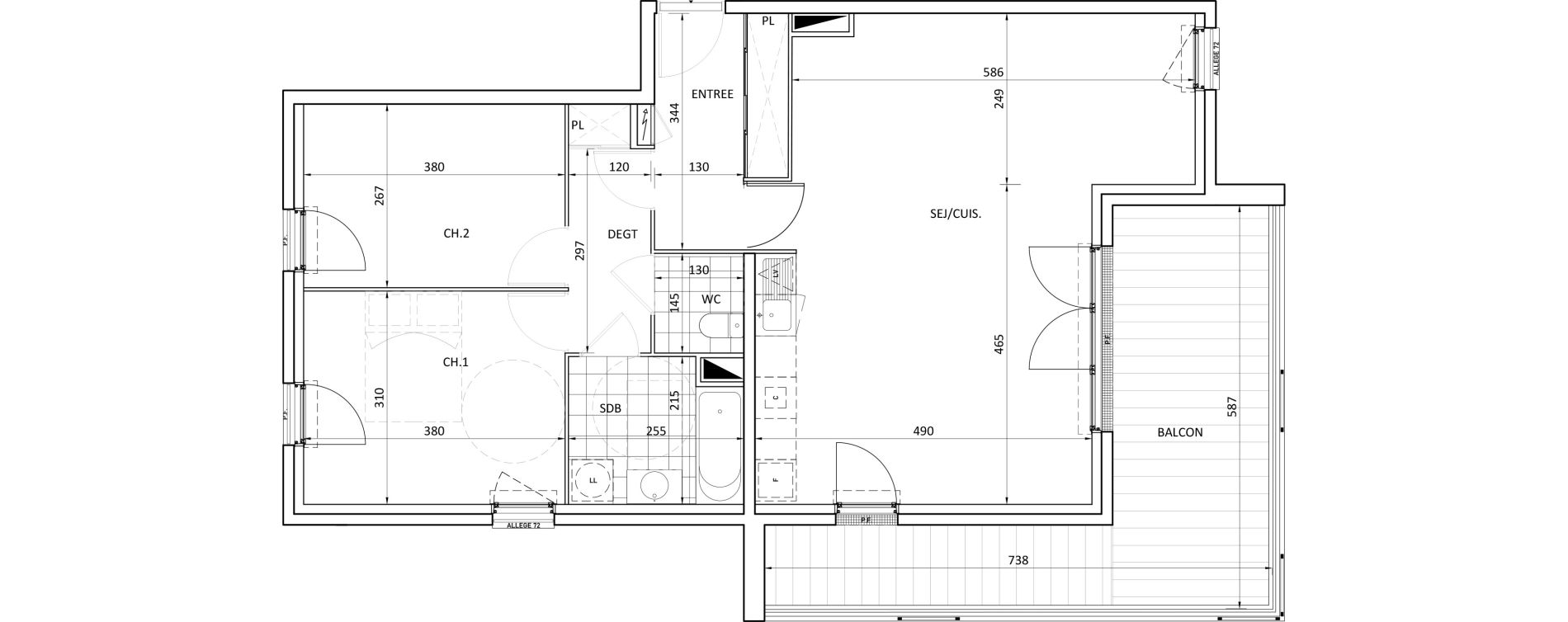 Appartement T3 de 76,35 m2 &agrave; &Eacute;merainville Centre