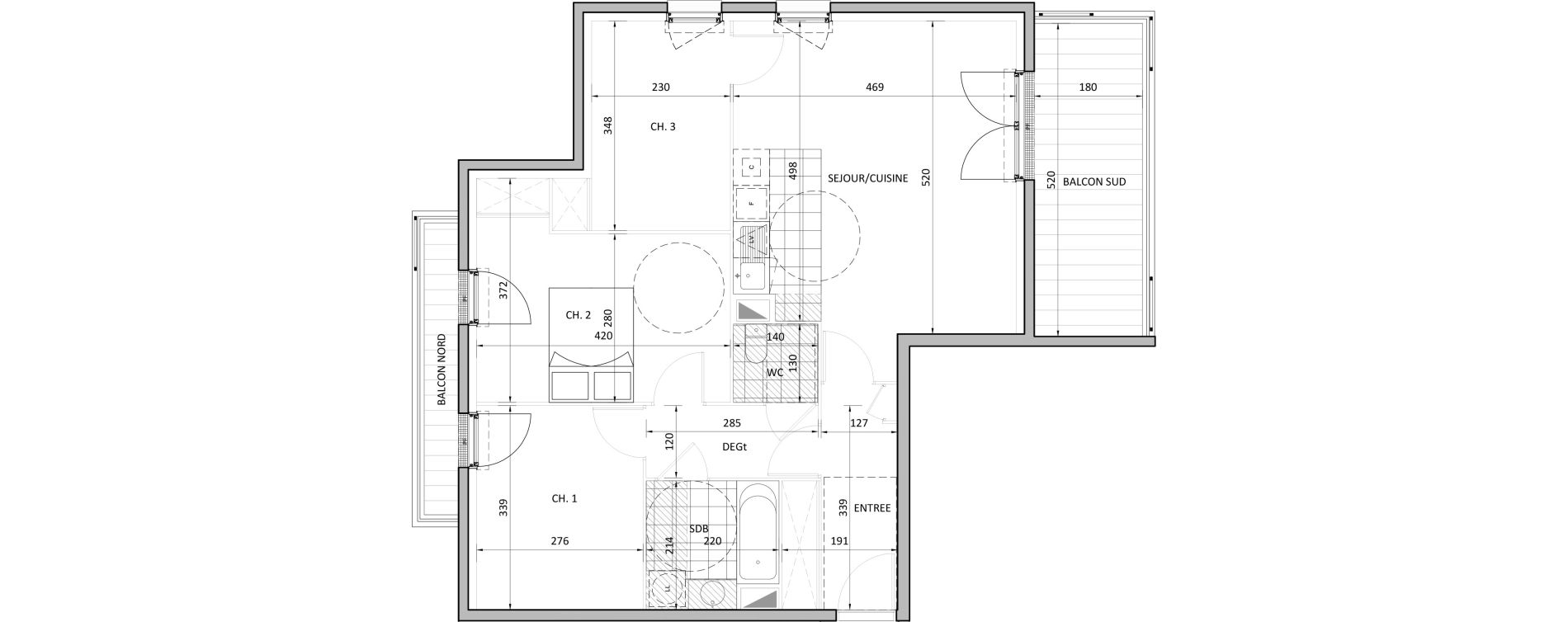 Appartement T4 de 71,30 m2 &agrave; &Eacute;merainville Centre