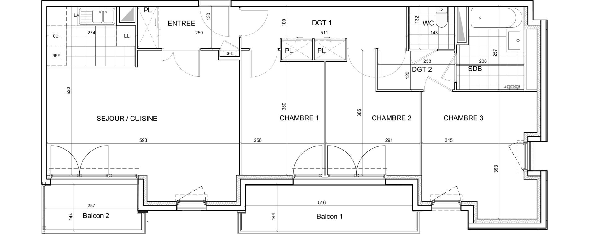 Appartement T4 de 80,29 m2 &agrave; &Eacute;merainville Centre