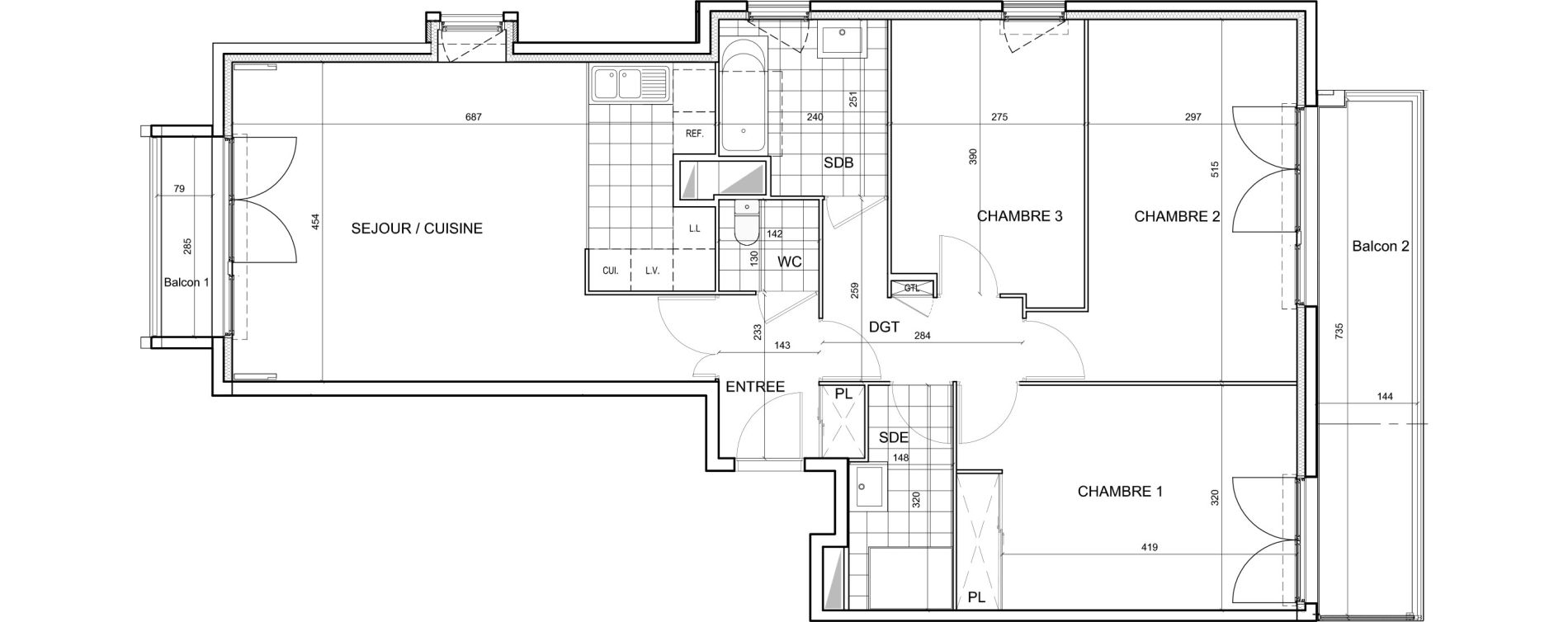 Appartement T4 de 94,07 m2 &agrave; &Eacute;merainville Centre