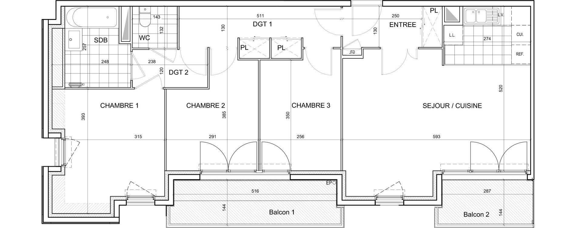 Appartement T4 de 80,27 m2 &agrave; &Eacute;merainville Centre