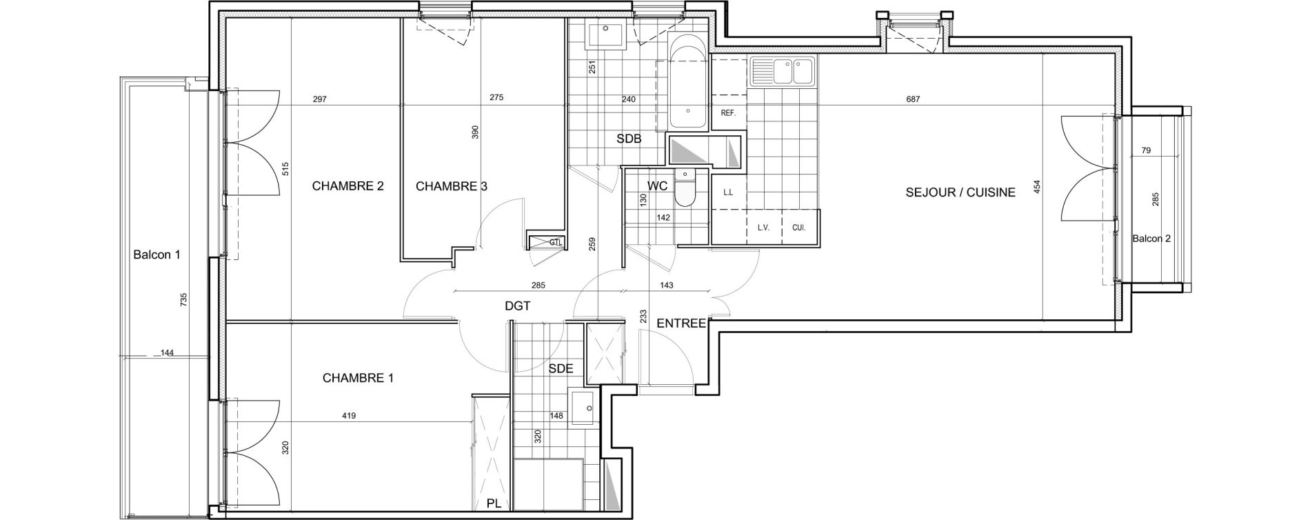 Appartement T4 de 94,07 m2 &agrave; &Eacute;merainville Centre