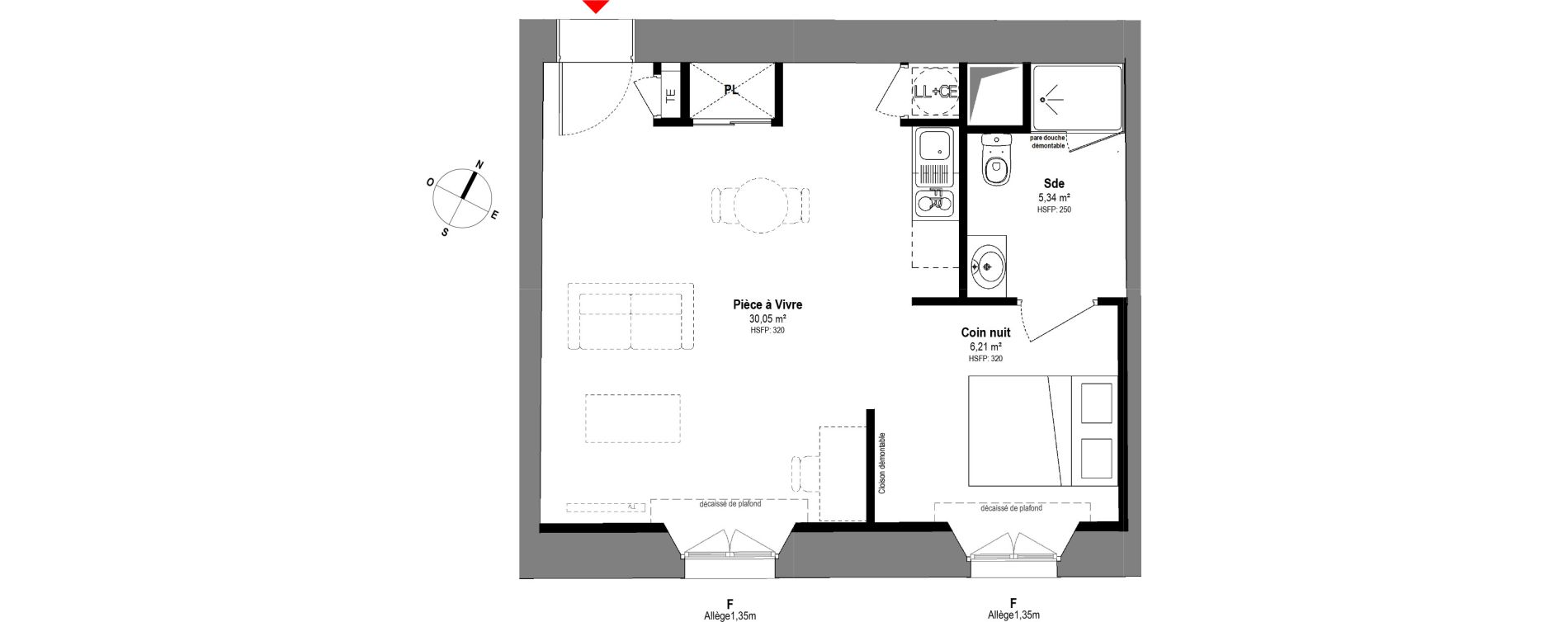 Appartement T1 de 41,60 m2 &agrave; Fontainebleau Centre