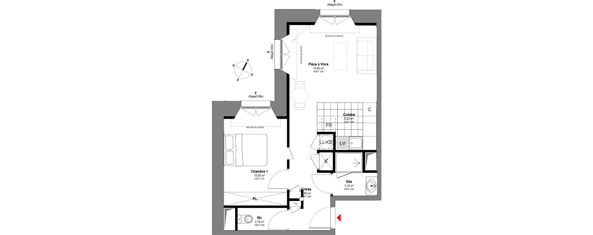 Appartement T2 de 43,39 m2 &agrave; Fontainebleau Centre