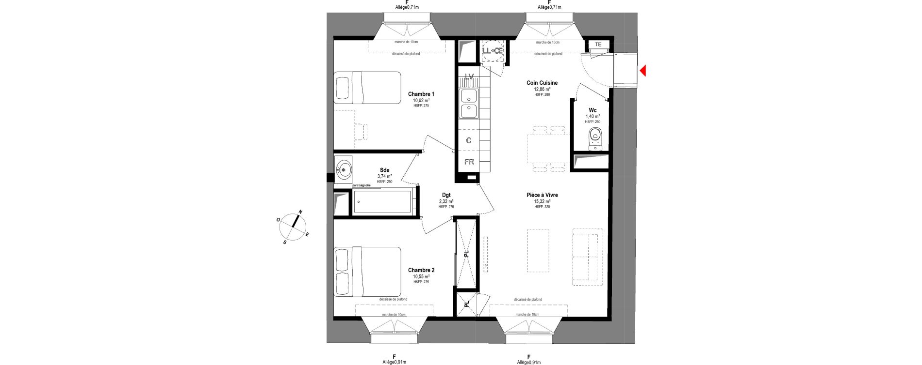 Appartement T3 de 56,81 m2 &agrave; Fontainebleau Centre