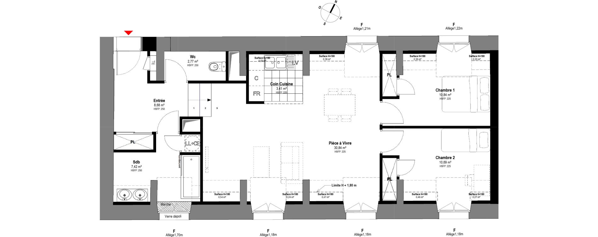 Appartement T3 de 74,65 m2 &agrave; Fontainebleau Centre