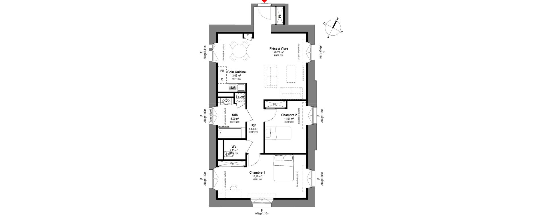 Appartement T3 de 74,27 m2 &agrave; Fontainebleau Centre