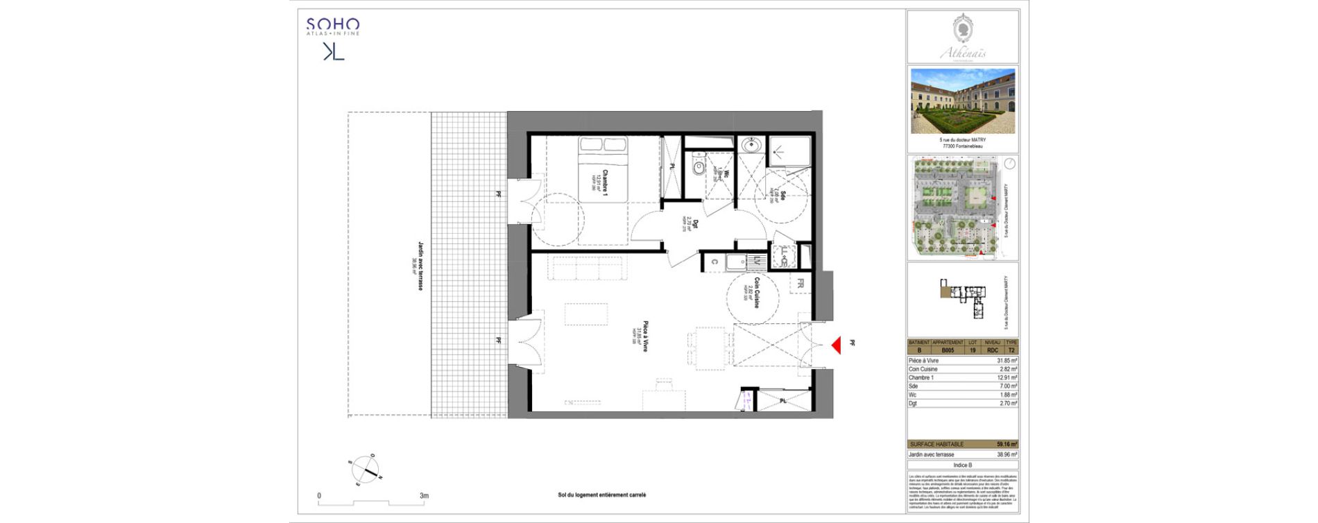 Appartement T2 de 59,16 m2 &agrave; Fontainebleau Centre