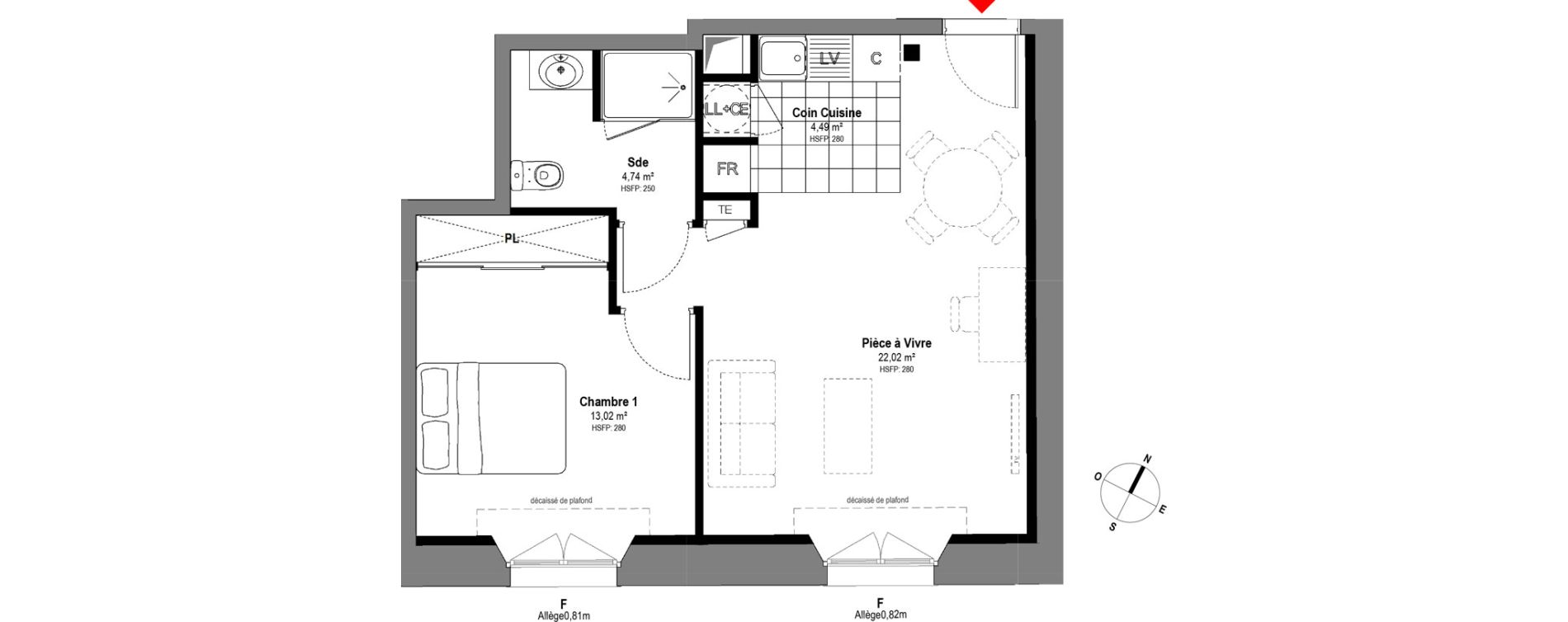 Appartement T2 de 44,27 m2 à Fontainebleau Centre