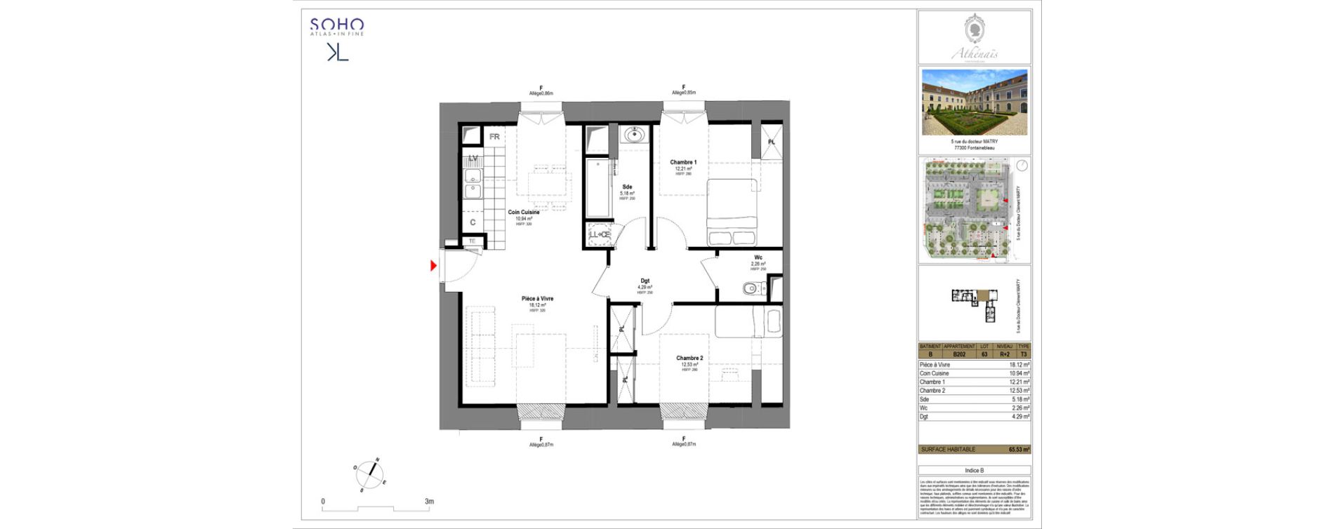 Appartement T3 de 65,53 m2 à Fontainebleau Centre