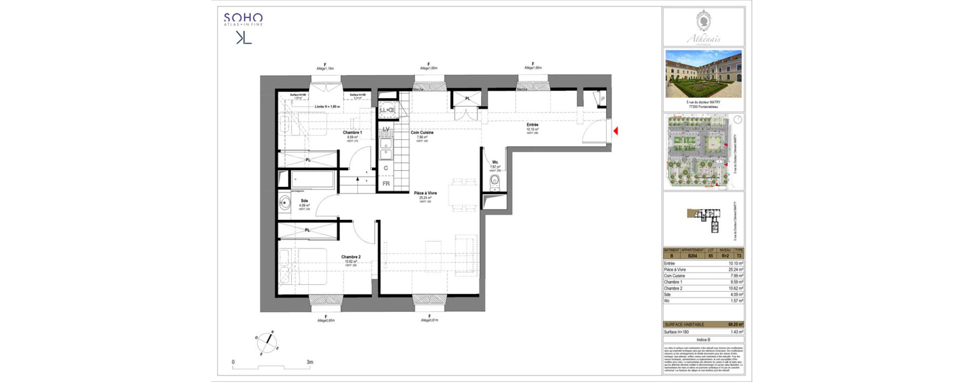 Appartement T3 de 69,20 m2 &agrave; Fontainebleau Centre