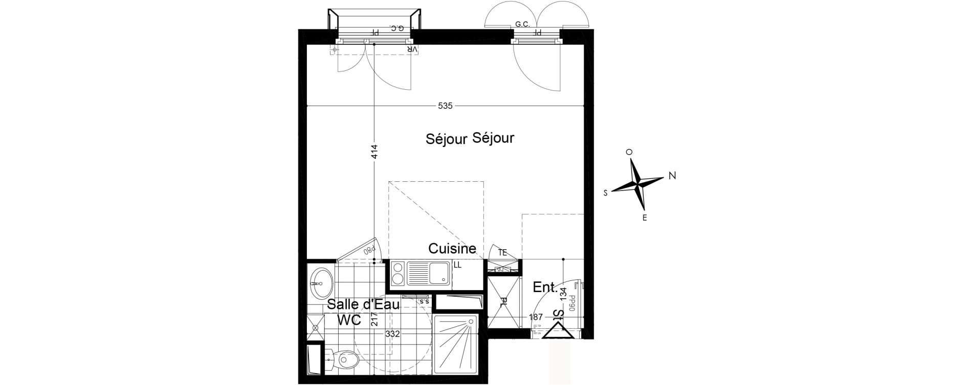 Studio de 31,09 m2 &agrave; Fontainebleau Centre