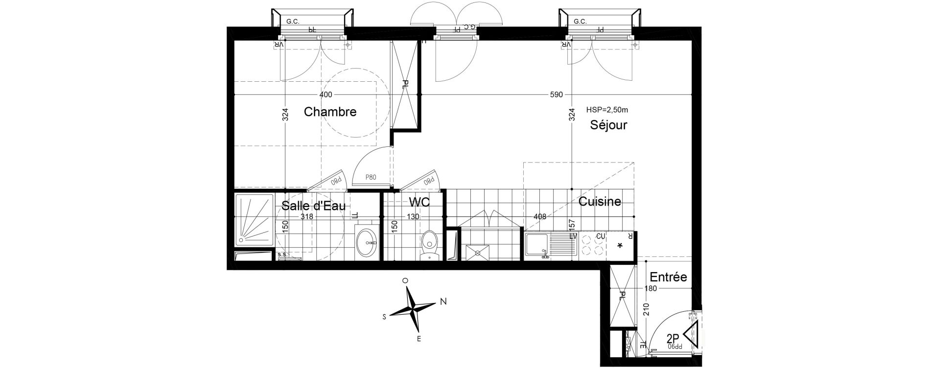 Appartement T2 de 49,88 m2 &agrave; Fontainebleau Centre