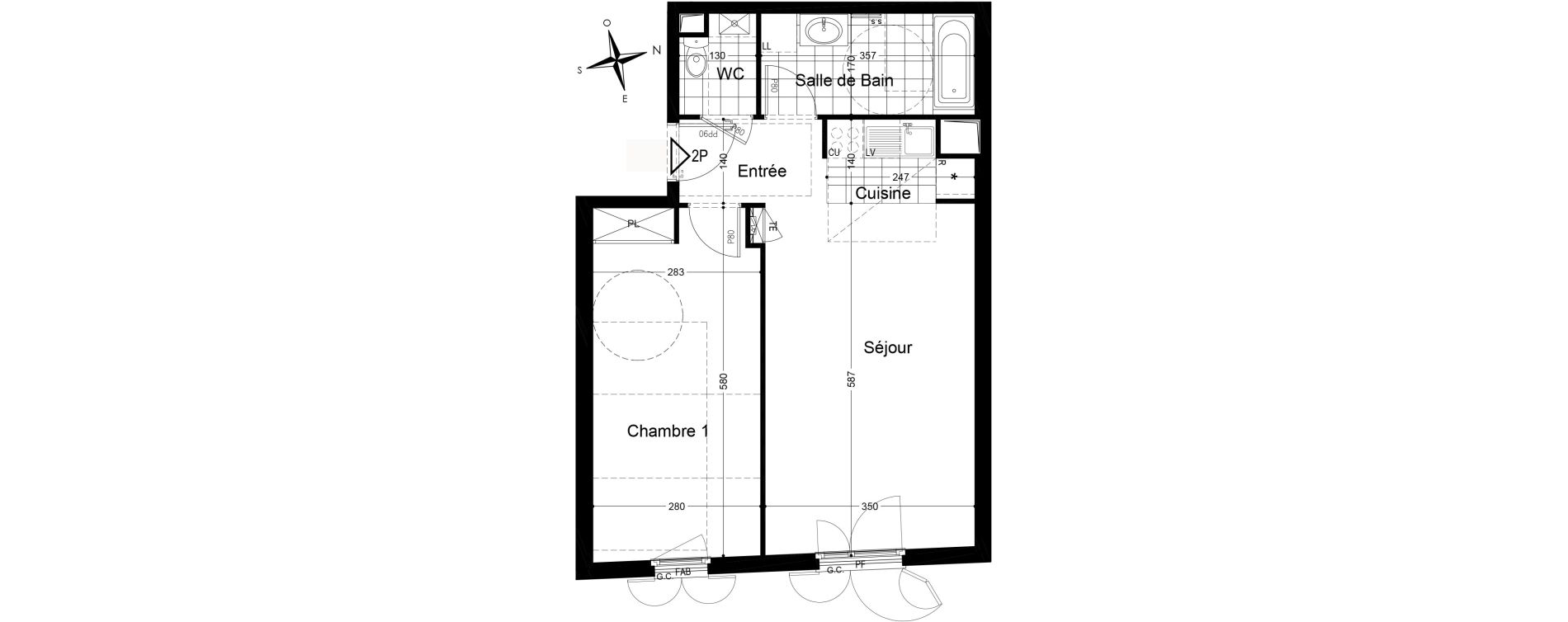 Appartement T2 de 50,98 m2 &agrave; Fontainebleau Centre