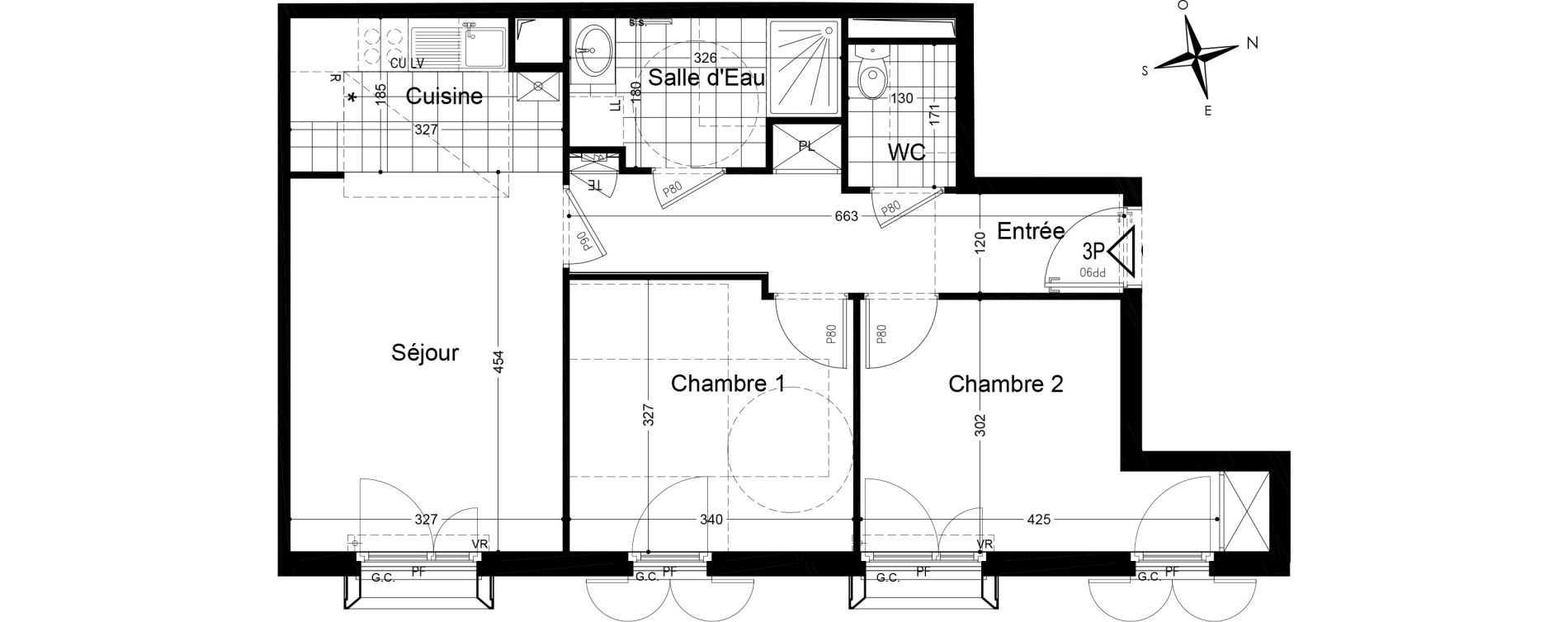 Appartement T3 de 58,42 m2 &agrave; Fontainebleau Centre