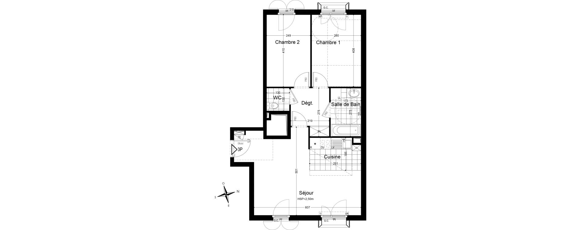 Appartement T3 de 62,63 m2 &agrave; Fontainebleau Centre