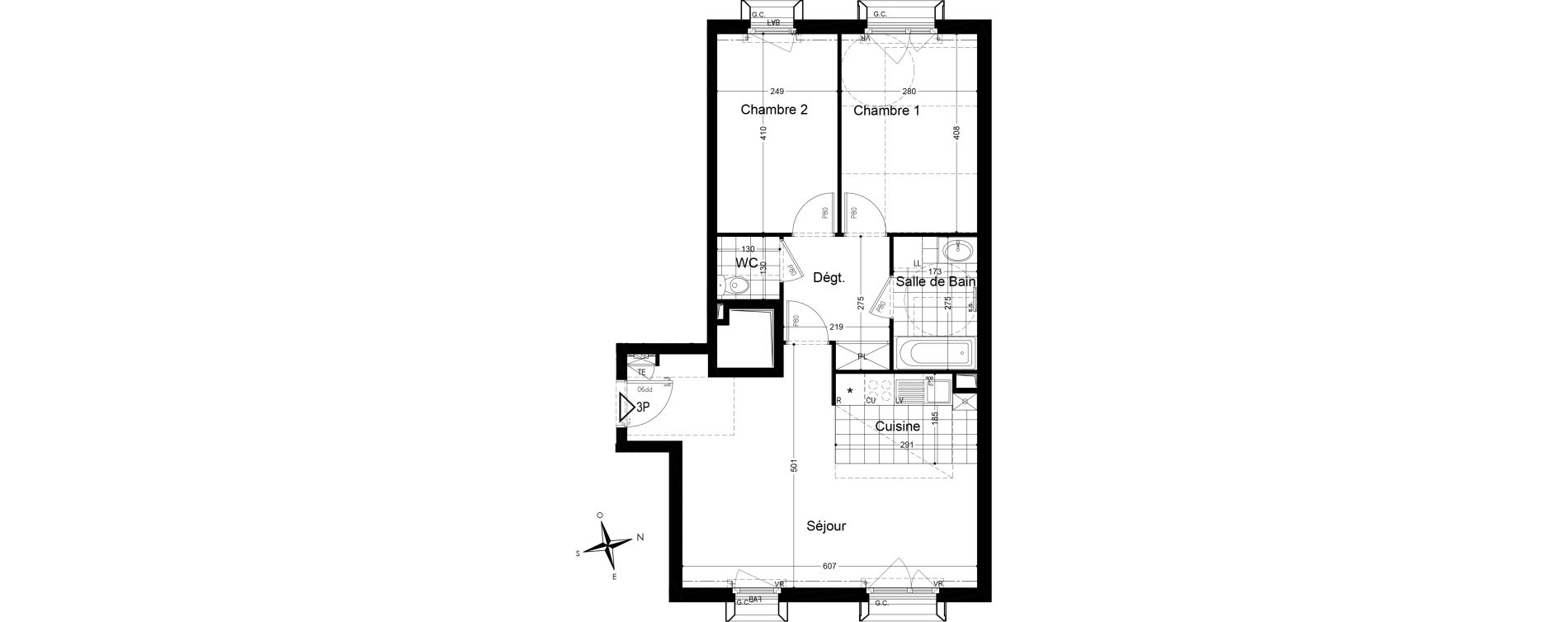 Appartement T3 de 61,78 m2 &agrave; Fontainebleau Centre