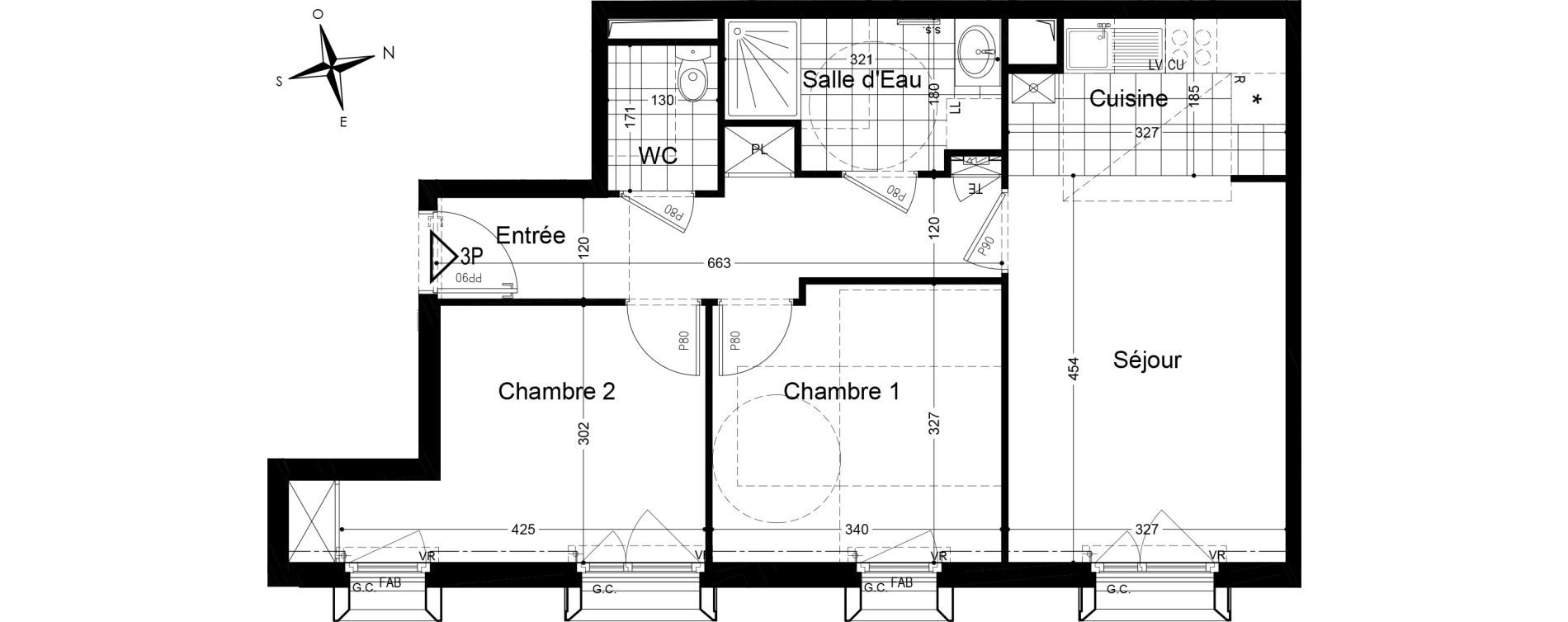 Appartement T3 de 57,57 m2 &agrave; Fontainebleau Centre