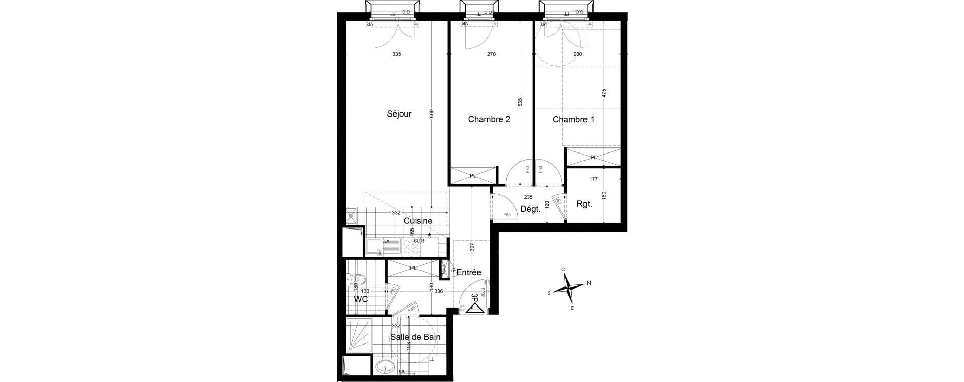 Appartement T3 de 74,60 m2 &agrave; Fontainebleau Centre