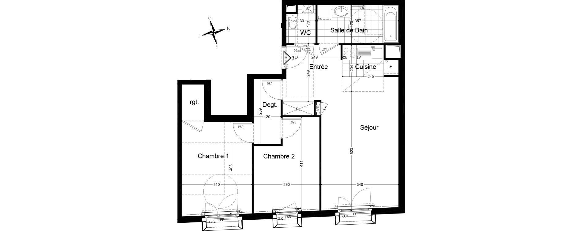 Appartement T3 de 64,72 m2 &agrave; Fontainebleau Centre
