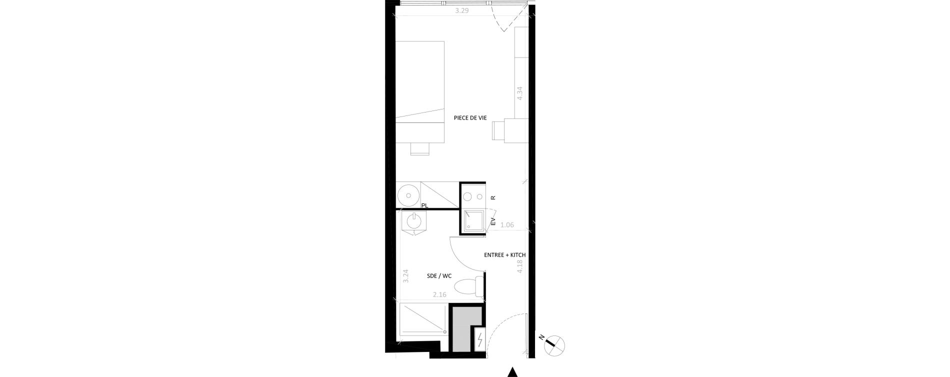Appartement T1 de 26,31 m2 &agrave; Fontainebleau Centre