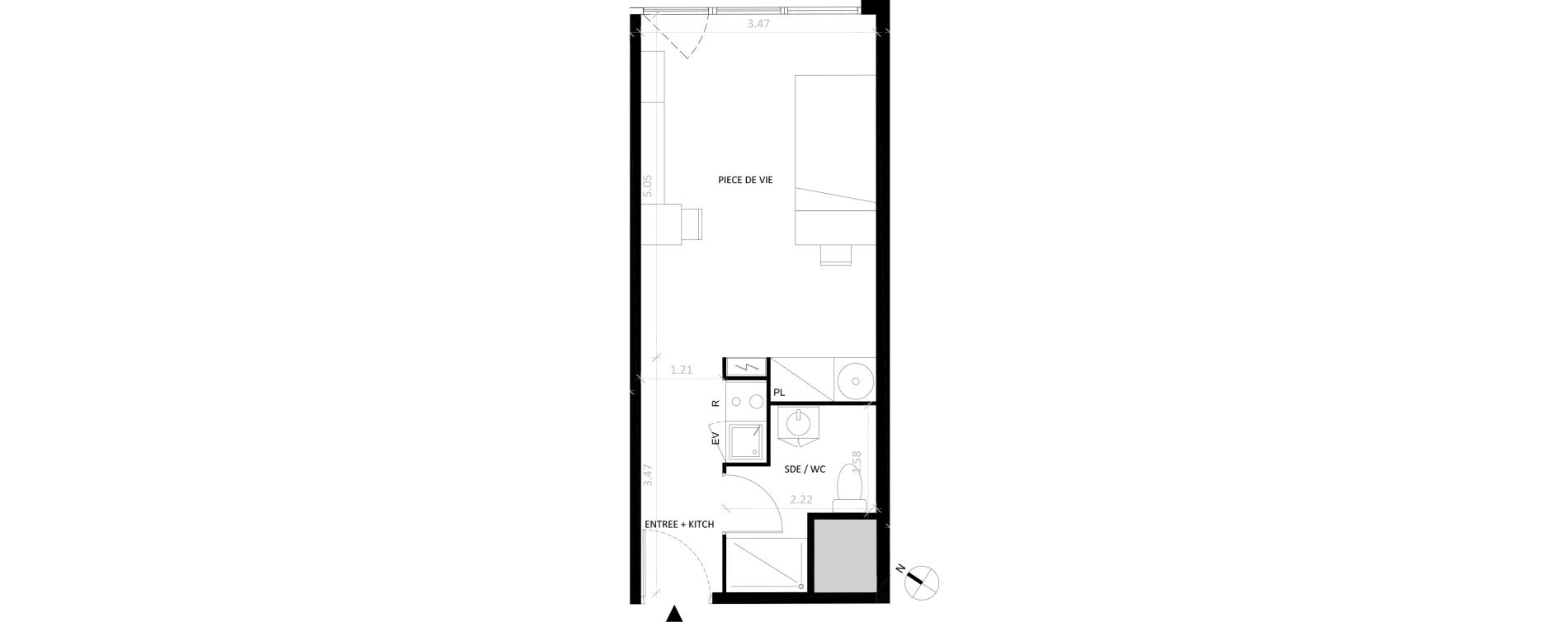 Appartement T1 de 28,10 m2 &agrave; Fontainebleau Centre