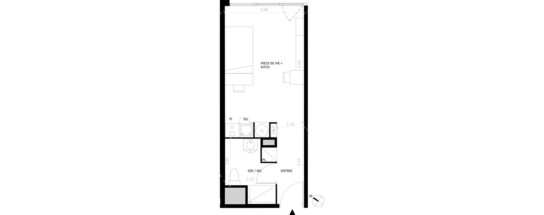 Appartement T1 de 27,46 m2 &agrave; Fontainebleau Centre