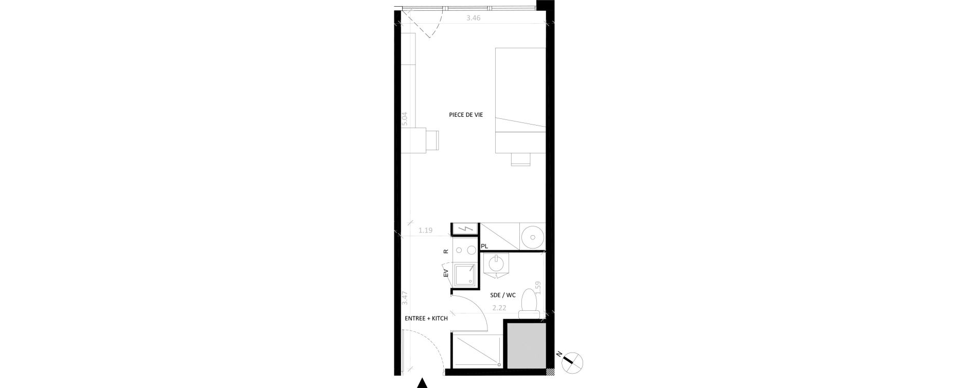 Appartement T1 de 27,91 m2 &agrave; Fontainebleau Centre