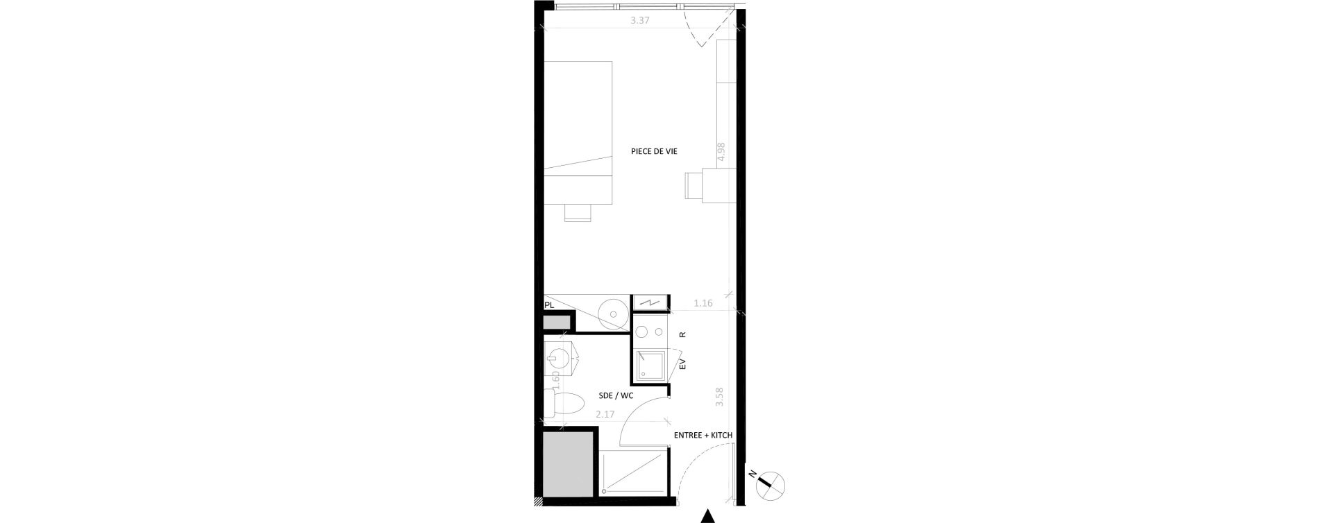 Appartement T1 de 26,98 m2 &agrave; Fontainebleau Centre