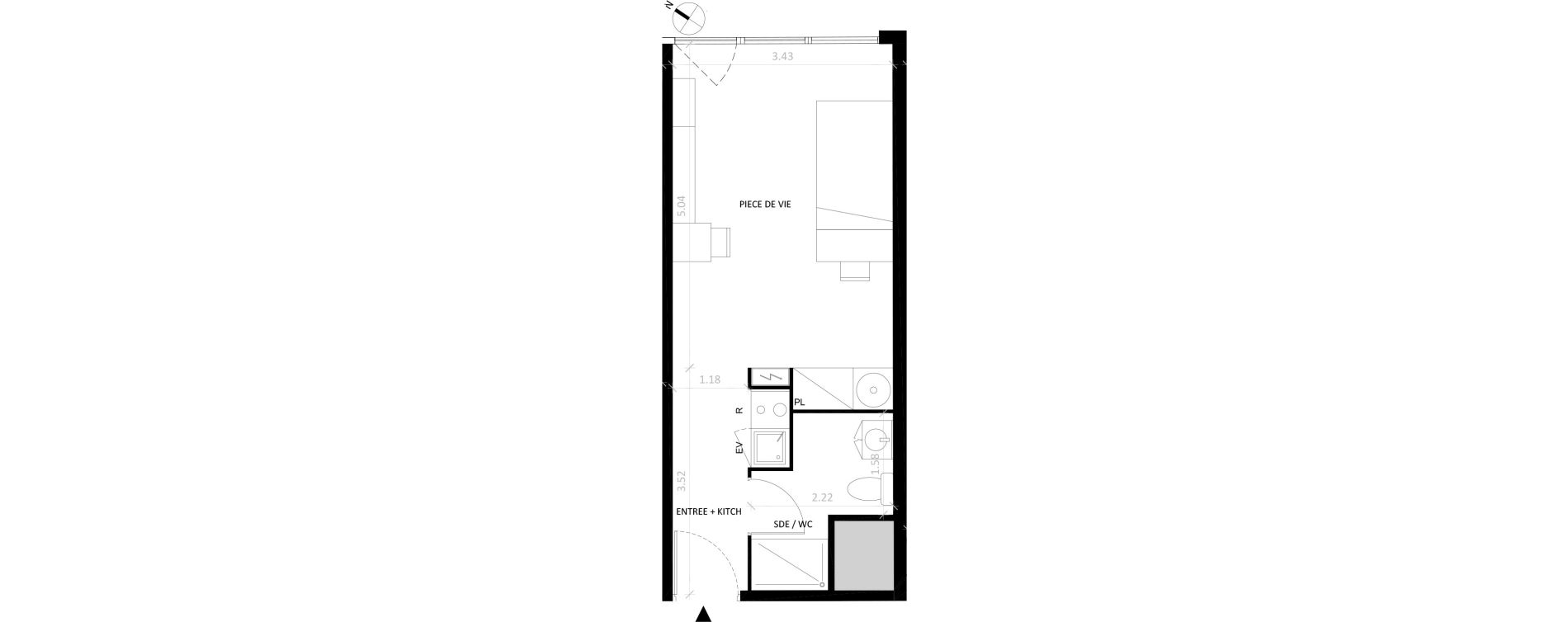 Appartement T1 de 27,74 m2 &agrave; Fontainebleau Centre