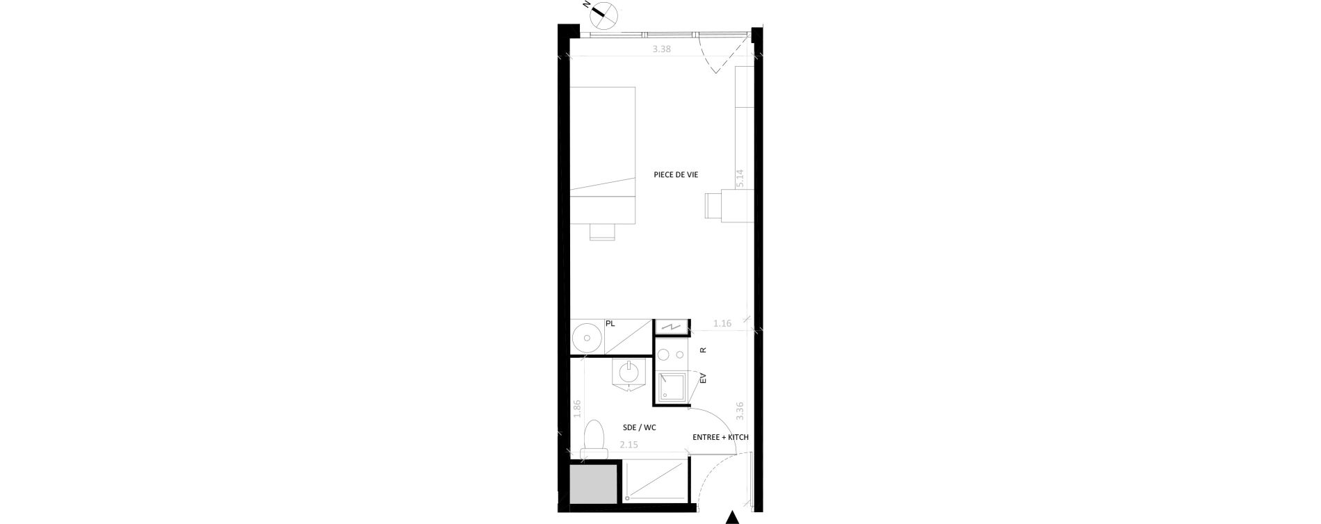 Appartement T1 de 27,56 m2 &agrave; Fontainebleau Centre