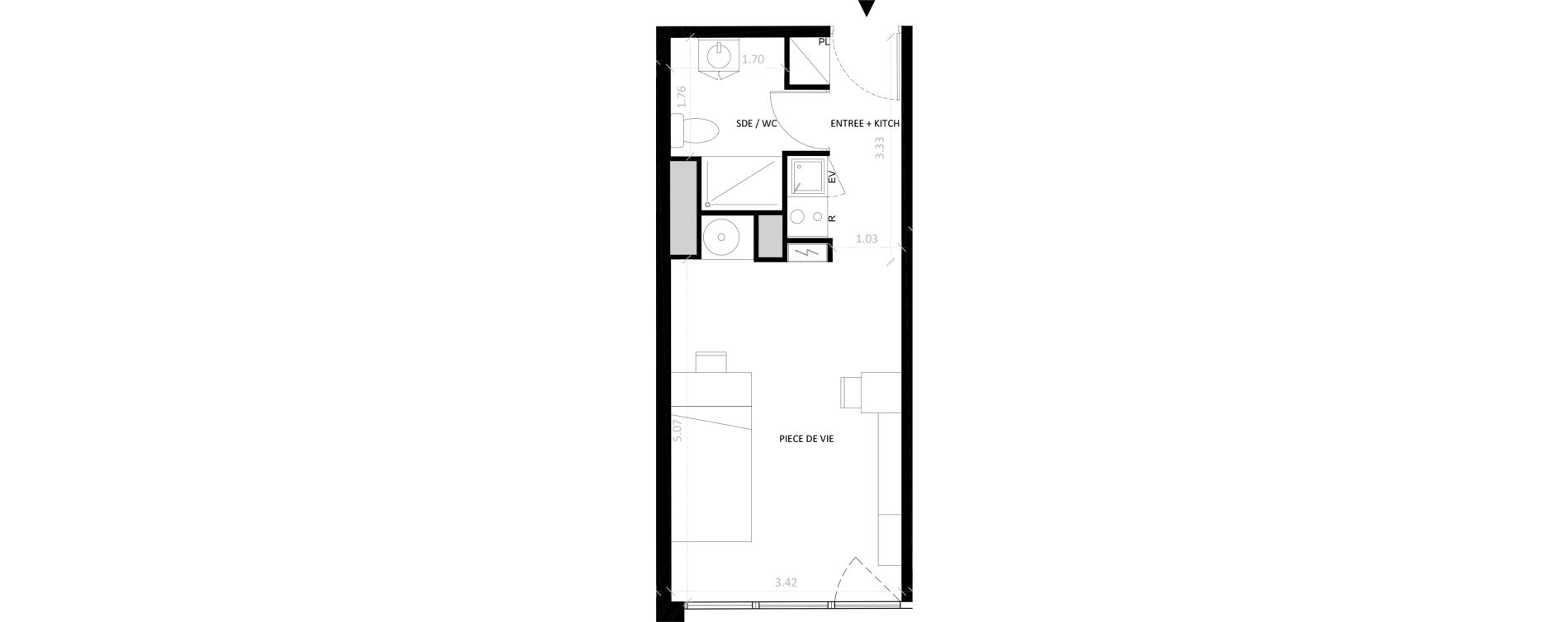 Appartement T1 de 27,10 m2 &agrave; Fontainebleau Centre